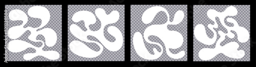 Set of ig and social media story element template in bold minimalism wavy style with transparent background. Organic bloated inflated shapes frames vector illustration design.