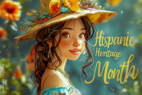 A girl wearing a hat with flowers on it