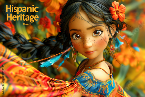 A girl with long black hair and a flower in her hair