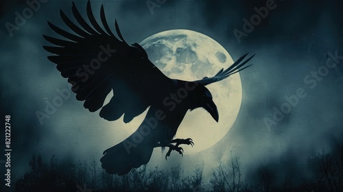 halloween witch flying over the moon