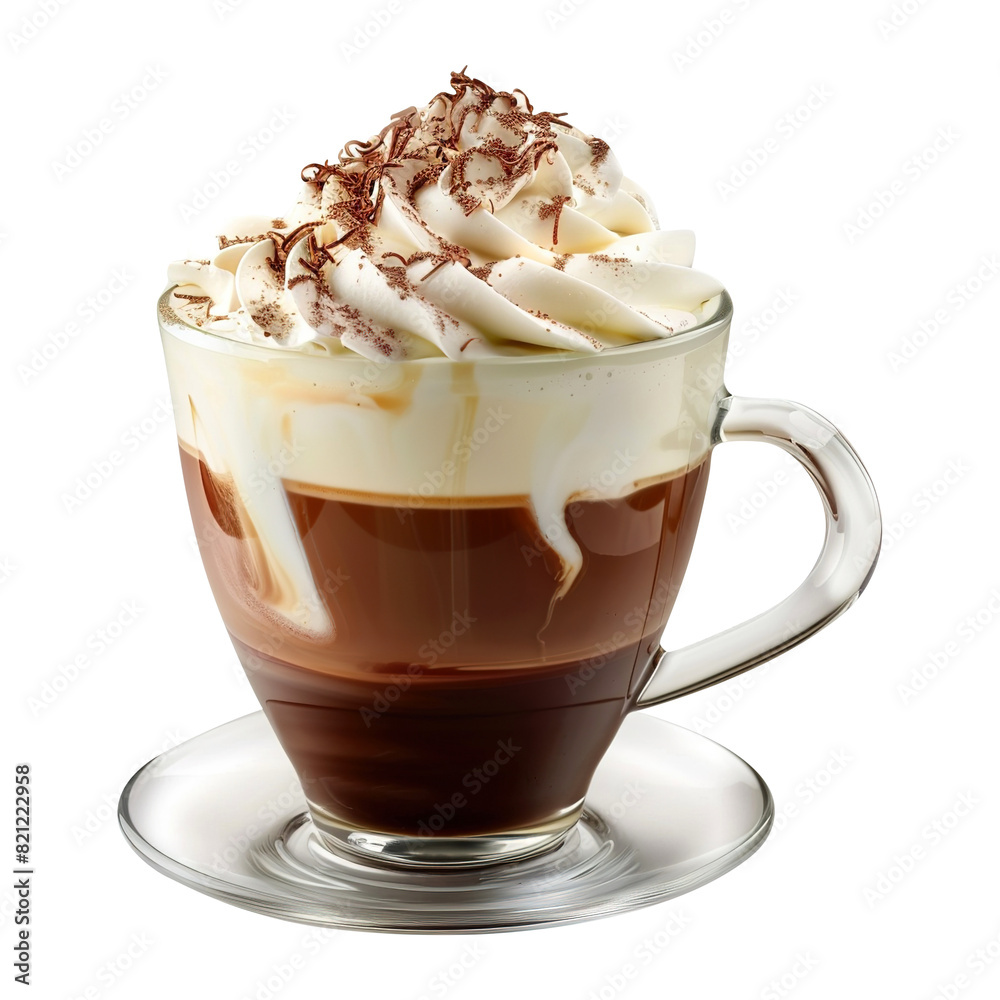 Cup of hot coffee with whipped cream isolated on transparent background Remove png, Clipping Path Cup of hot coffee with whipped cream isolated on transparent background Remove png, Clipping Path