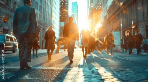 Business people walking in the city. Blur effect. © nikola-master