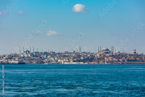 Istanbul view from Kadikoy district. Historical peninsula of Istanbul