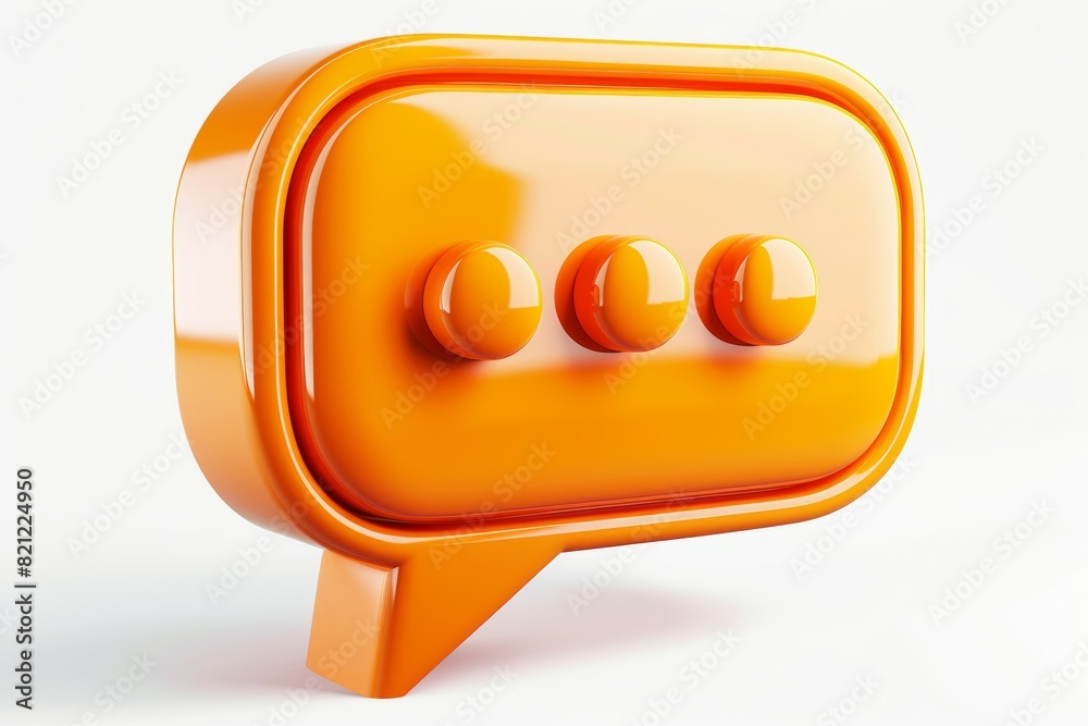 Cartoon orange speech bubble with three buttons on it, dialogue concept Cartoon orange speech bubble with three buttons on it, dialogue concept