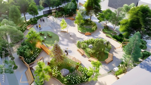 Natures Classroom A Vibrant D Rendered Green Schoolyard Promoting Outdoor Learning Spaces photo