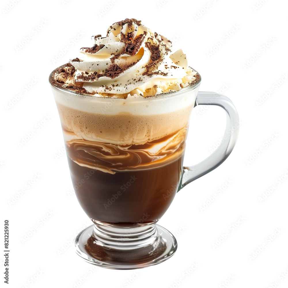 Cup of hot coffee with whipped cream isolated on transparent background Remove png, Clipping Path Cup of hot coffee with whipped cream isolated on transparent background Remove png, Clipping Path
