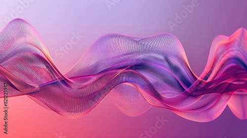 Abstract digital wave pattern with flowing lines in vibrant red and purple colors against a gradient background. photo