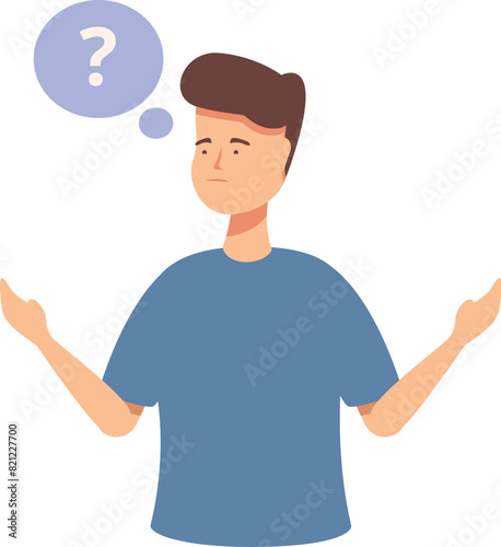 Illustrated image of a man looking puzzled with a question mark in a thought bubble