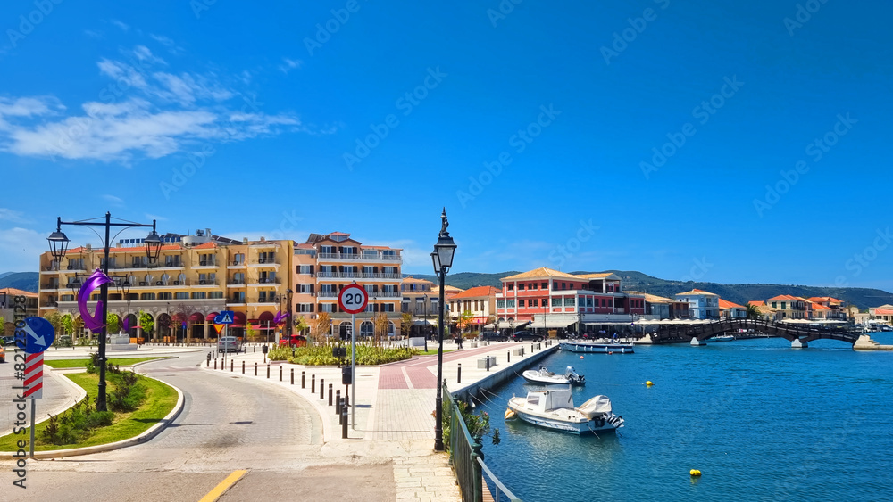 Obraz premium lefkada city in spring season greece greek tourist resort