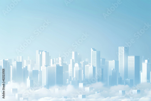 Virtual city skyline，Model of a city，Skyscrapers forming an uniform city
