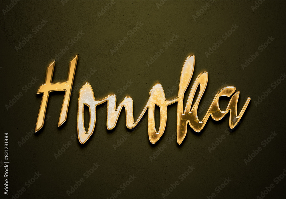 Old gold text effect of Japanese name Honoka with 3D glossy style Mockup. Old gold text effect of Japanese name Honoka with 3D glossy style Mockup.