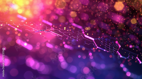 Closeup of A Colorful abstract bokeh background with hexagonal patterns and vibrant gradient mesh, resembling a futuristic digital landscape or data visualization. photo