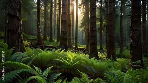 Forest vegetation in a natural environment