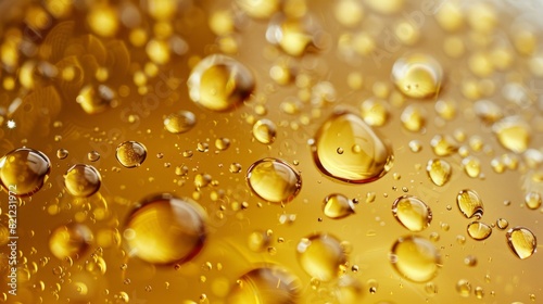 A close up of a liquid with many small droplets on it, appetizing beer background