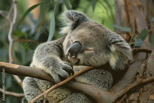 Australia Wildlife: Koala Bear Sleeping on a Tree Branch in the Forest
