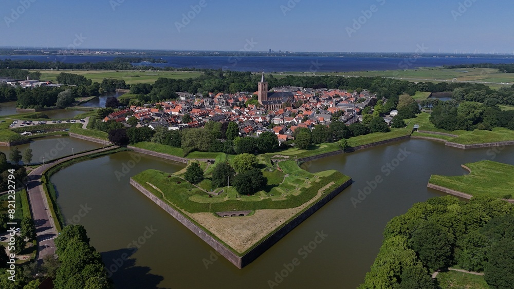 Fototapeta premium Aerial photography of the historic city of Naarden