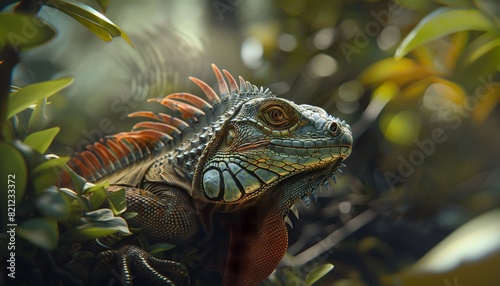 Iguana in Natural Habitat with Vibrant Colors