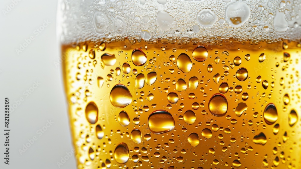 A glass of beer with a lot of condensation on the outside A glass of beer with a lot of condensation on the outside