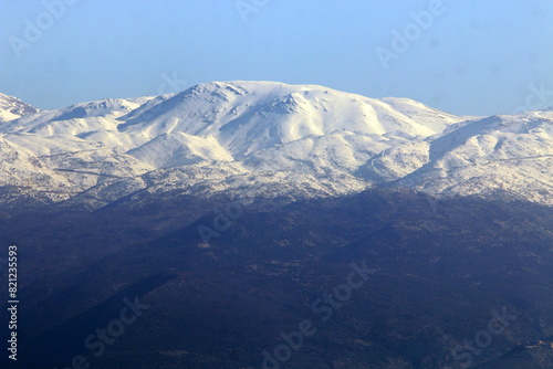 Snow lies on Mount Hermon in northern Israel.