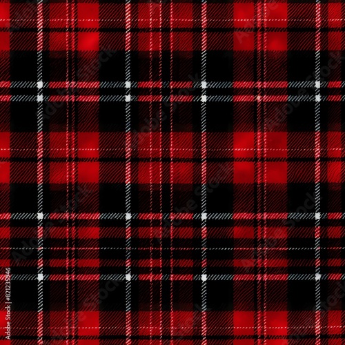 Classic red and black plaid fabric pattern with a grid of intersecting lines, perfect for textiles, backgrounds, and design projects.