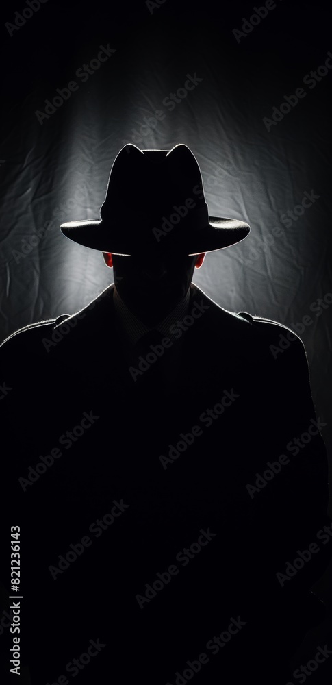 Silhouette of an unknown man wearing a fedora hat Silhouette of an unknown man wearing a fedora hat