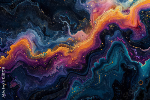 An abstract representation of the primordial chaos, with vibrant colors and swirling patterns hinting at the birth of the universe,