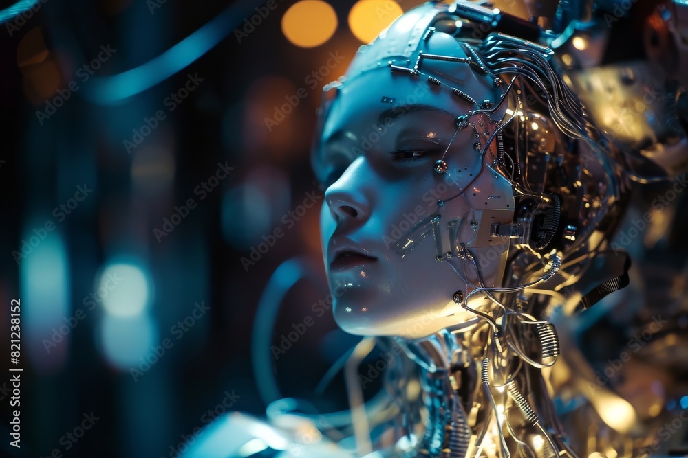 Cybernetic enhancements in human bodies, AI generated Cybernetic enhancements in human bodies, AI generated
