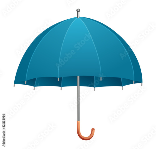 Umbrella. Parasol side view. Hand-held rain, sun or windbreak protection. Vector illustration isolated on white background