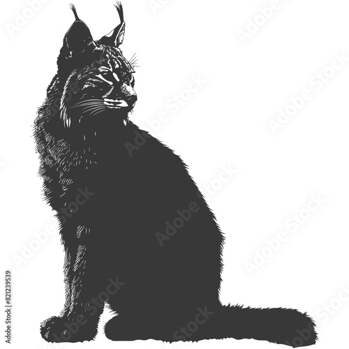Silhouette bobcat animal black color only photo