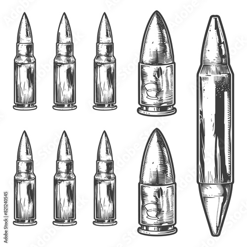 bullets full with engraving style 