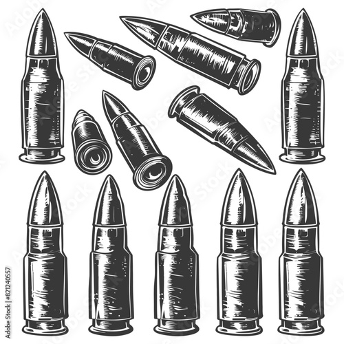 bullets full with engraving style 