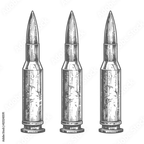 bullets full with engraving style 