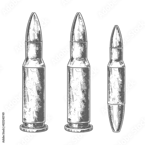 bullets full with old engraving style 