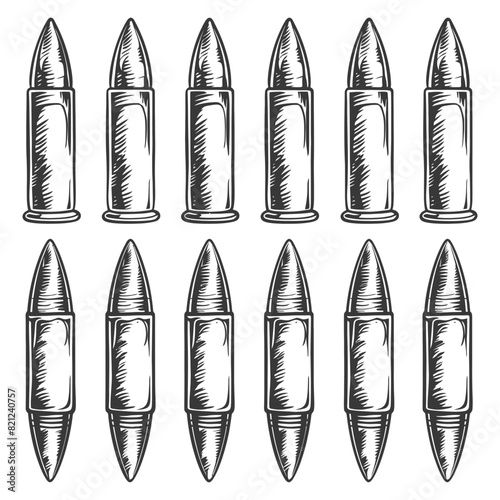 bullets full with old engraving style 