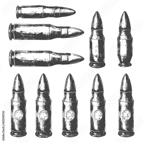 bullets full with old engraving style 