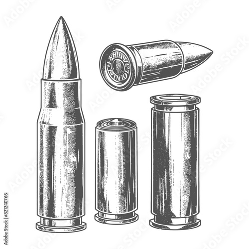 bullets full with old engraving style 