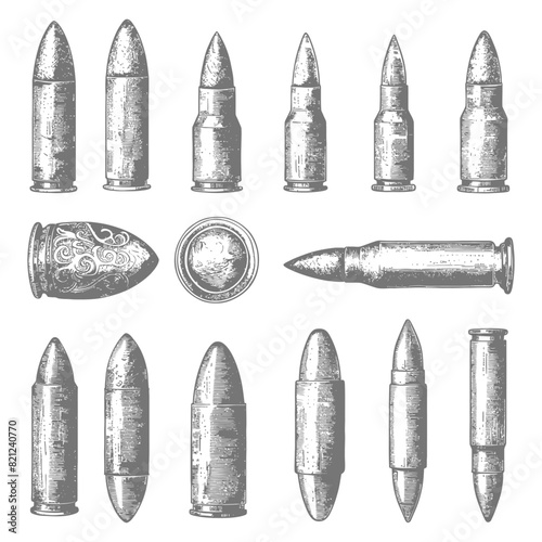 bullets full with old engraving style 