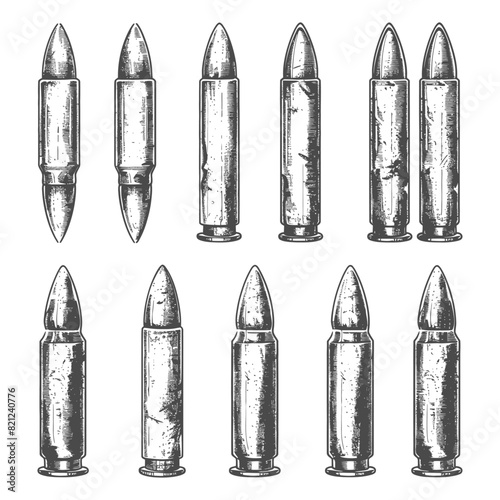 bullets full with old engraving style 