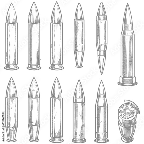 bullets full with old engraving style 
