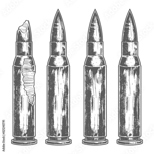 bullets full with old engraving style 