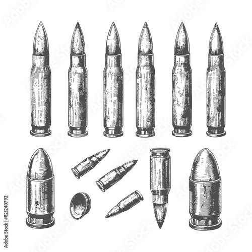 bullets full with old engraving style 