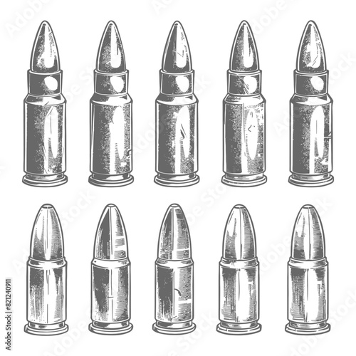 bullets full with old engraving style 