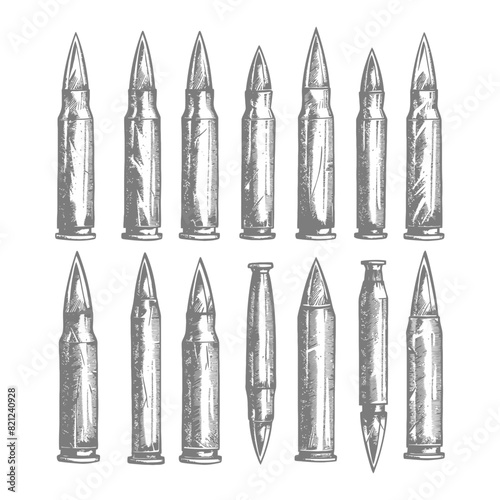 bullets full with old engraving style 