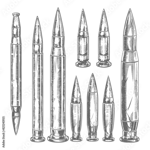 bullets full with old engraving style 