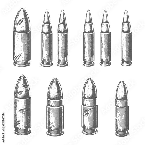 bullets full with old engraving style 