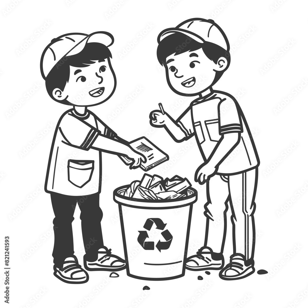 outline illustration for positive activities for throw garbage in the place outline illustration for positive activities for throw garbage in the place