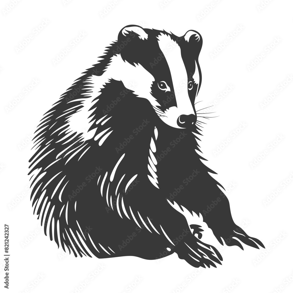 Silhouette badger animal black color only Silhouette badger animal black color only