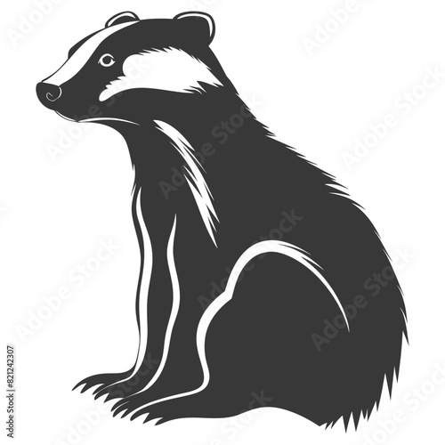 Silhouette badger animal black color only