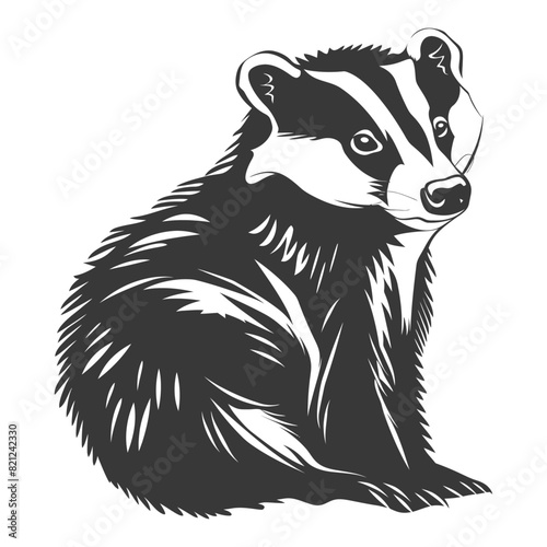 Silhouette badger animal black color only
