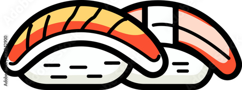 Vector illustration nigiri icon in color, black outline, white background
